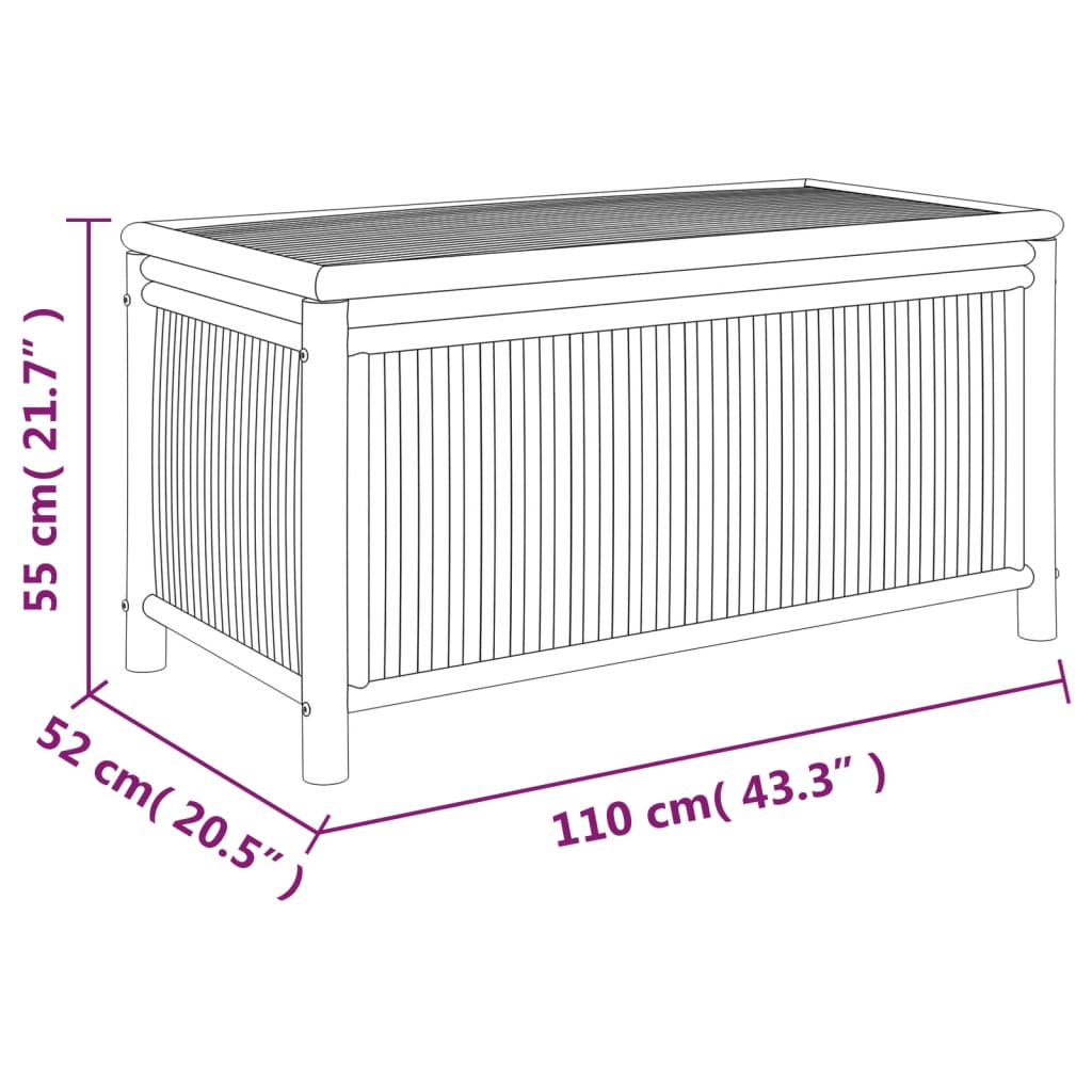 Stylish Bamboo Garden Storage Box 110x52x55cm - Durable & Eco-Friendly