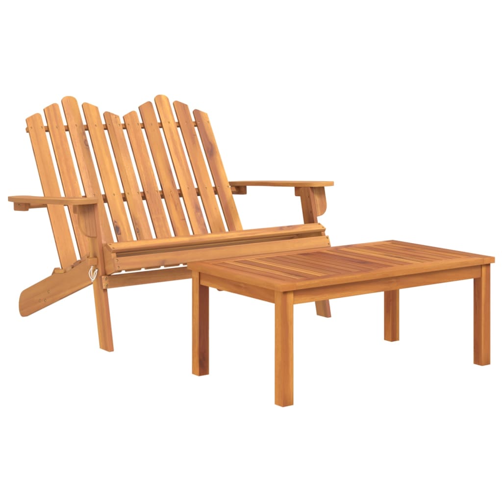 Solid Acacia Wood Adirondack Garden Lounge Set - 2 Pieces