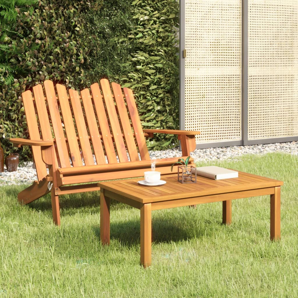 Solid Acacia Wood Adirondack Garden Lounge Set - 2 Pieces