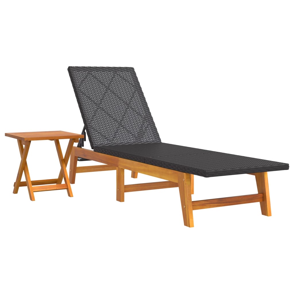 Dual-Set Poly Rattan & Acacia Sun Lounger with Table - Style & Comfort