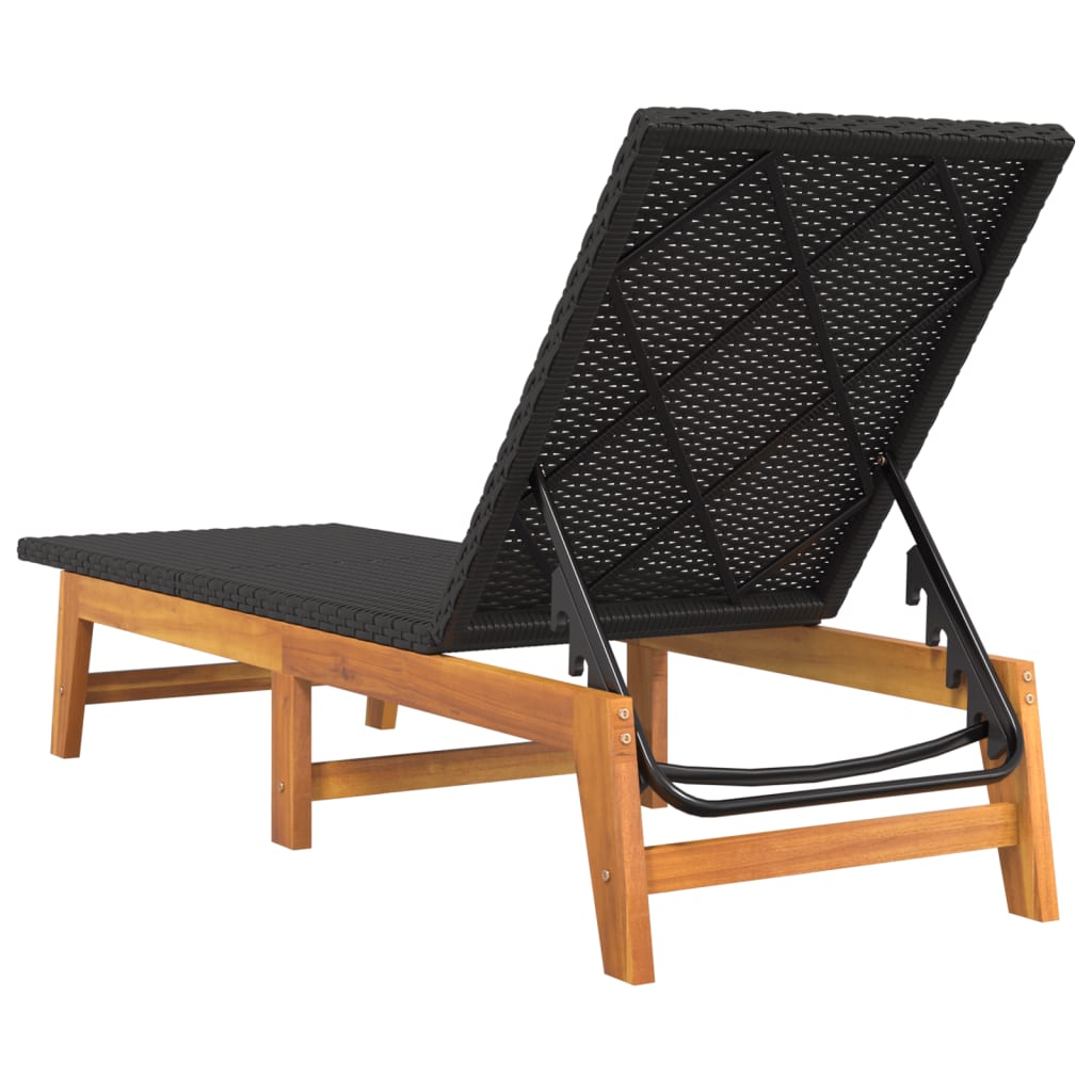 Dual-Set Poly Rattan & Acacia Sun Lounger with Table - Style & Comfort
