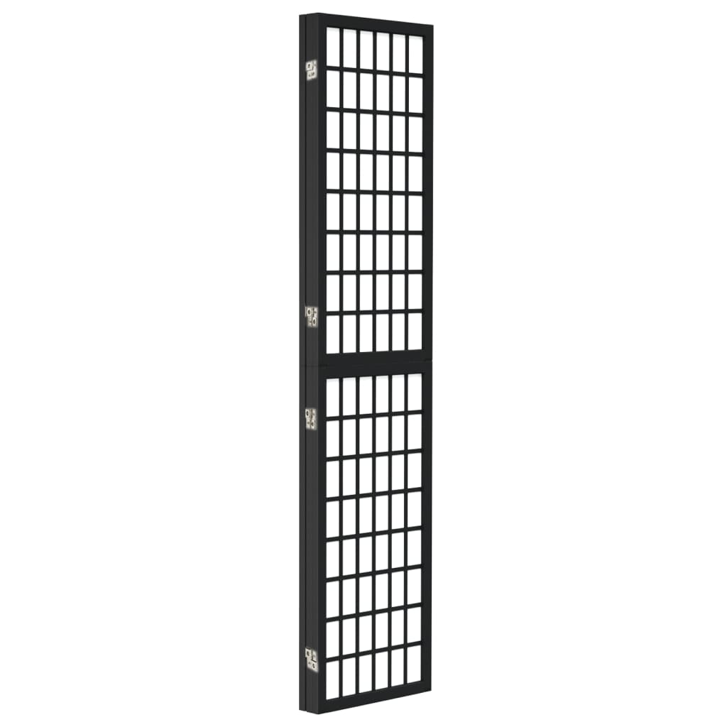 Black Japanese-Style 3-Panel Room Divider, 120x170 cm, Wood