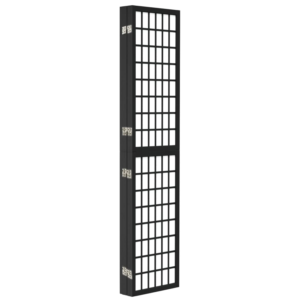 Black Japanese-Style Folding 5-Panel Room Divider 200x170 cm