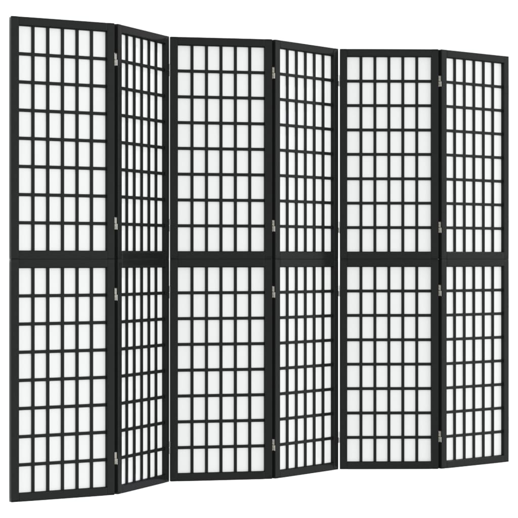 Black Japanese Style 6-Panel Folding Room Divider, 240x170 cm
