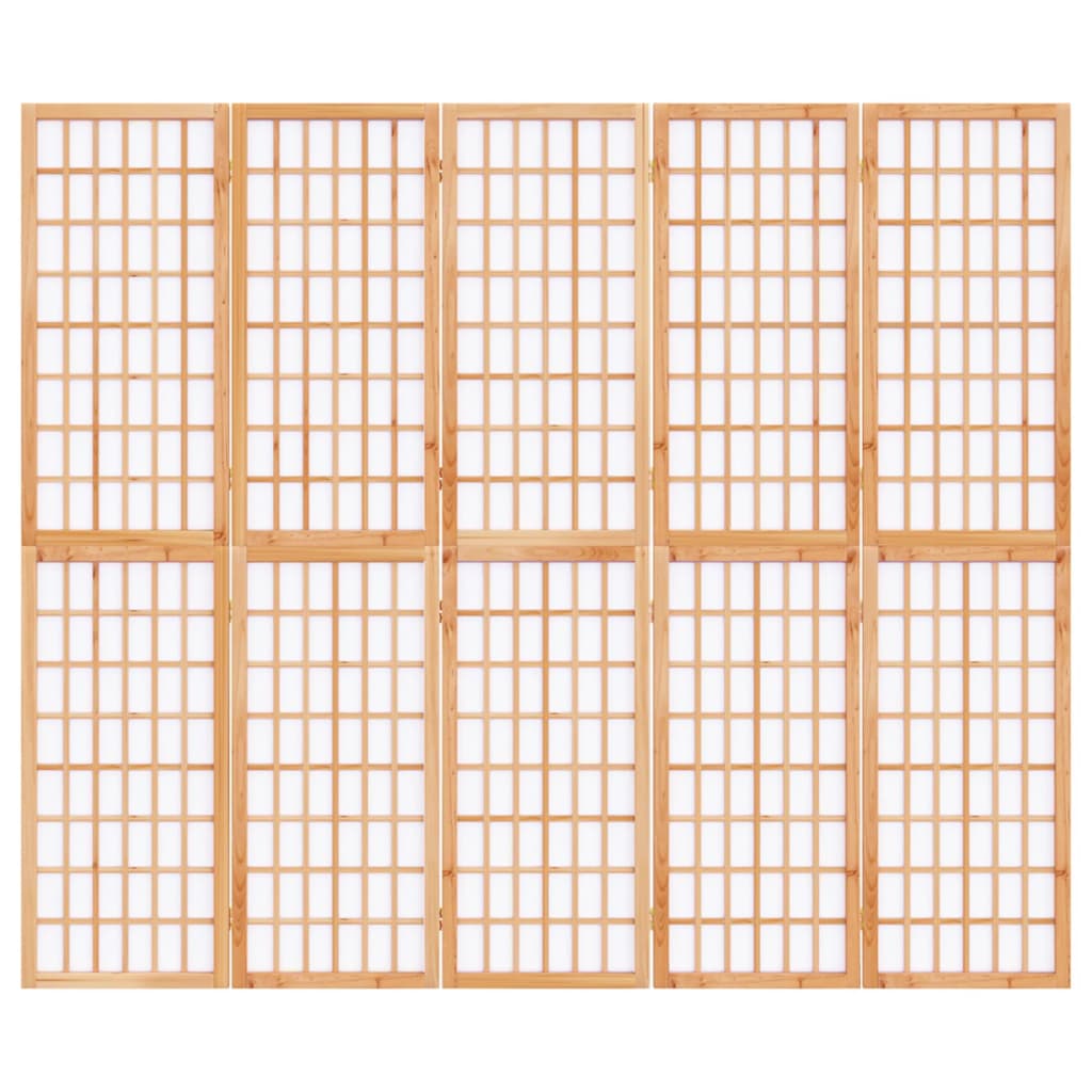 Japanese-Style Folding 5-Panel Room Divider, Wood, 200x170 cm