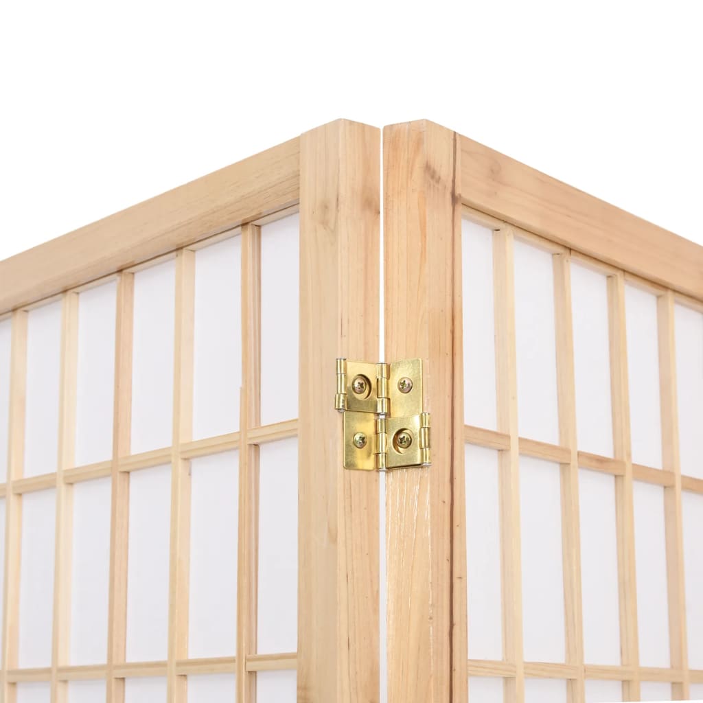 Japanese-Style Folding 5-Panel Room Divider, Wood, 200x170 cm