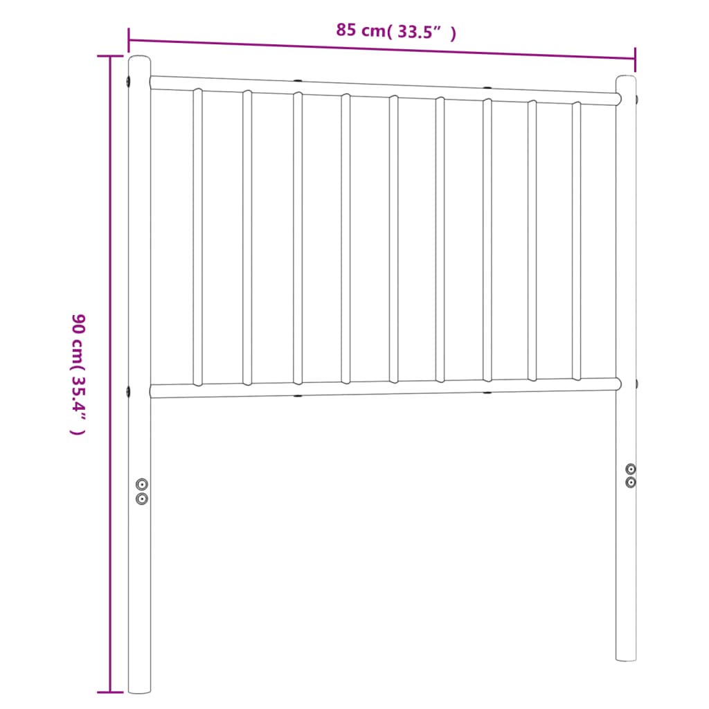Sleek Black Metal Headboard - 80 cm, Modern Elegance