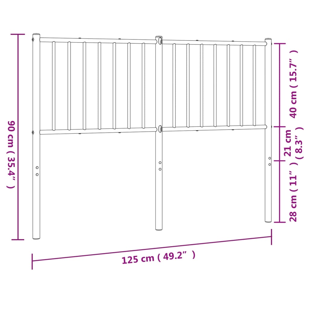Elegant Black Metal Headboard, 120 cm - Modern Bedroom Accent