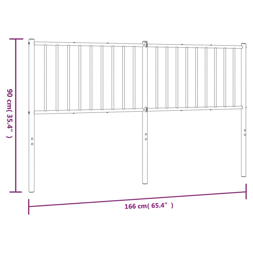 Elegant Black Metal Headboard - Sturdy Design, 160 cm