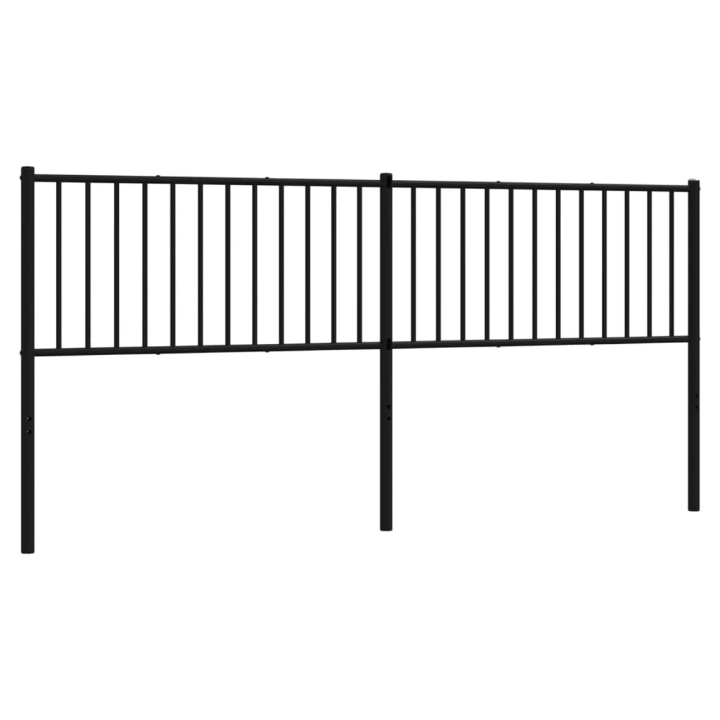 Sleek Black Metal Headboard - 193 cm Modern Bedroom Accent