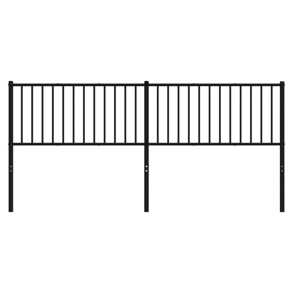 Sleek Black Metal Headboard - 193 cm Modern Bedroom Accent