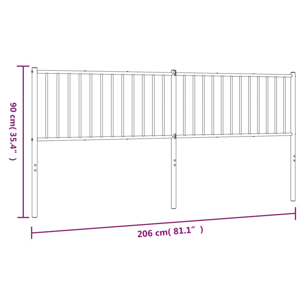 Sleek Black Metal Headboard - 200 cm Perfect Bedroom Upgrade