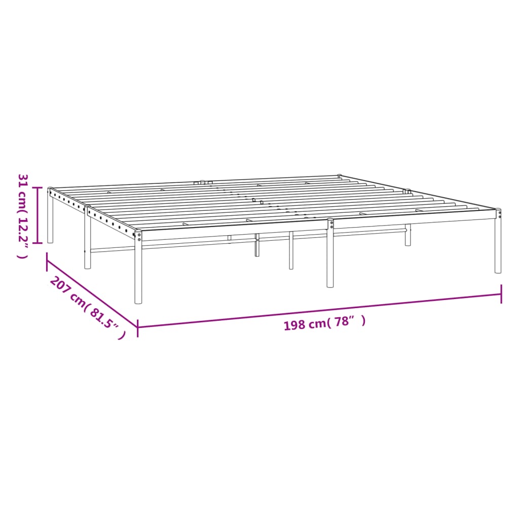 White Metal Bed Frame 193x203cm – Sturdy, Stylish & Mattress-Free