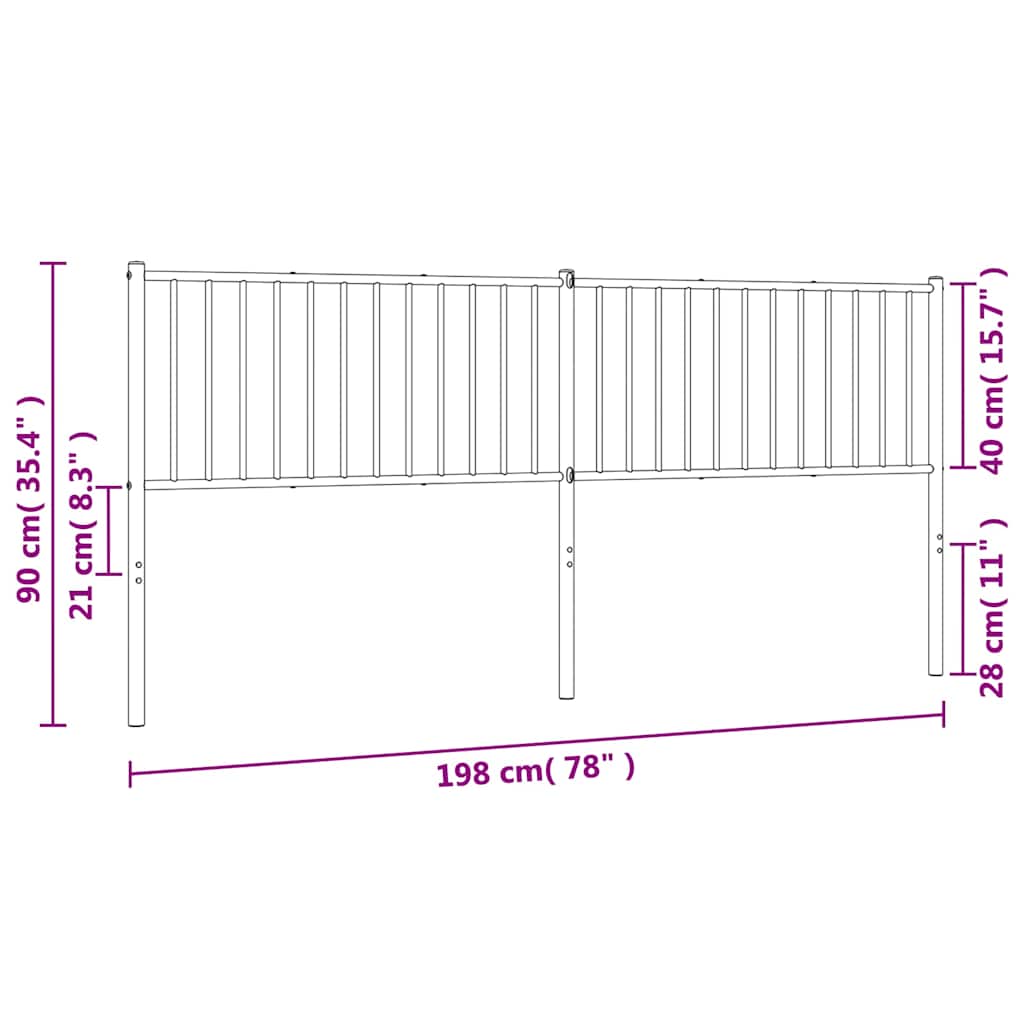 Metal Headboard White 193 cm