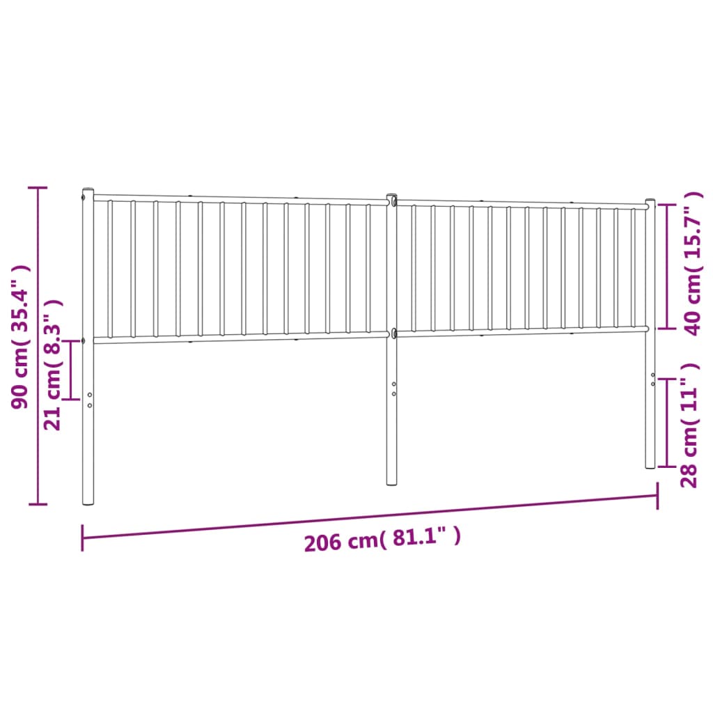 Elegant White Metal Headboard - 200 cm | Sturdy & Stylish Design