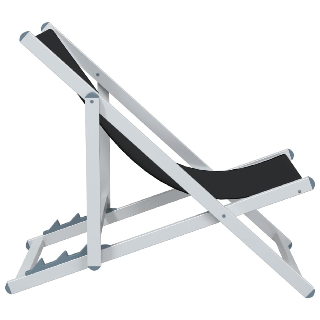 2-Piece Black Aluminum Folding Beach Chairs - Durable Textilene