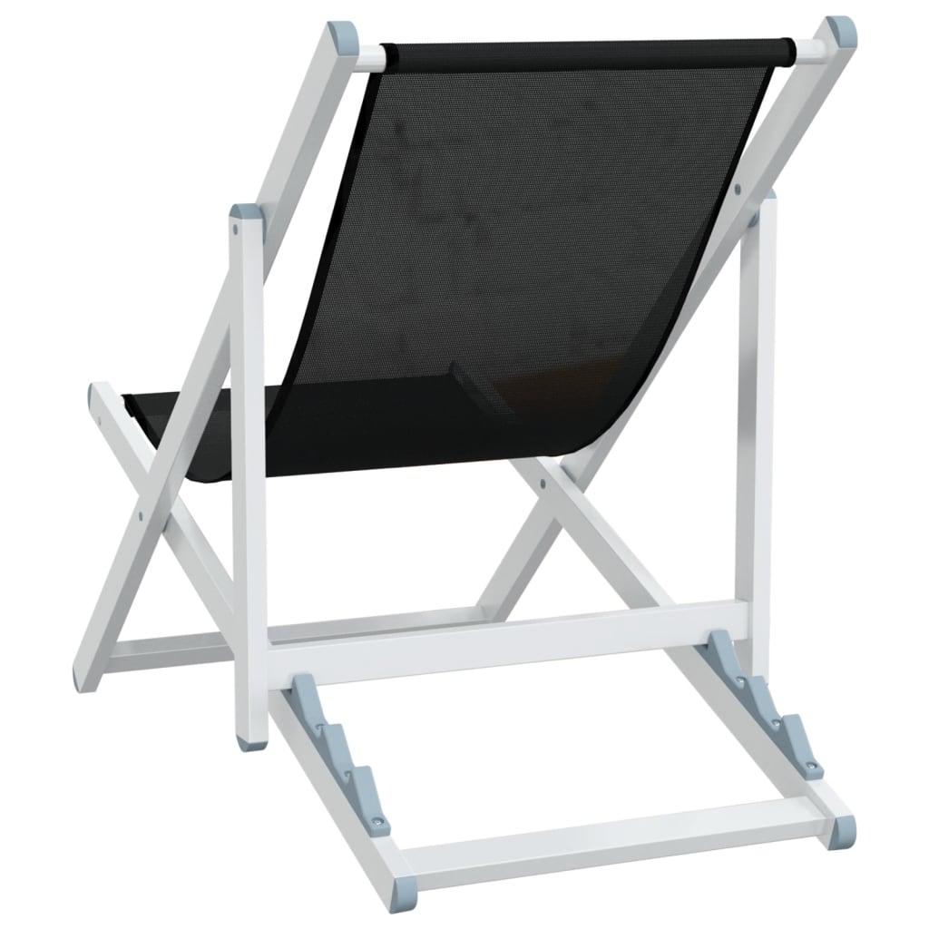 2-Piece Black Aluminum Folding Beach Chairs - Durable Textilene