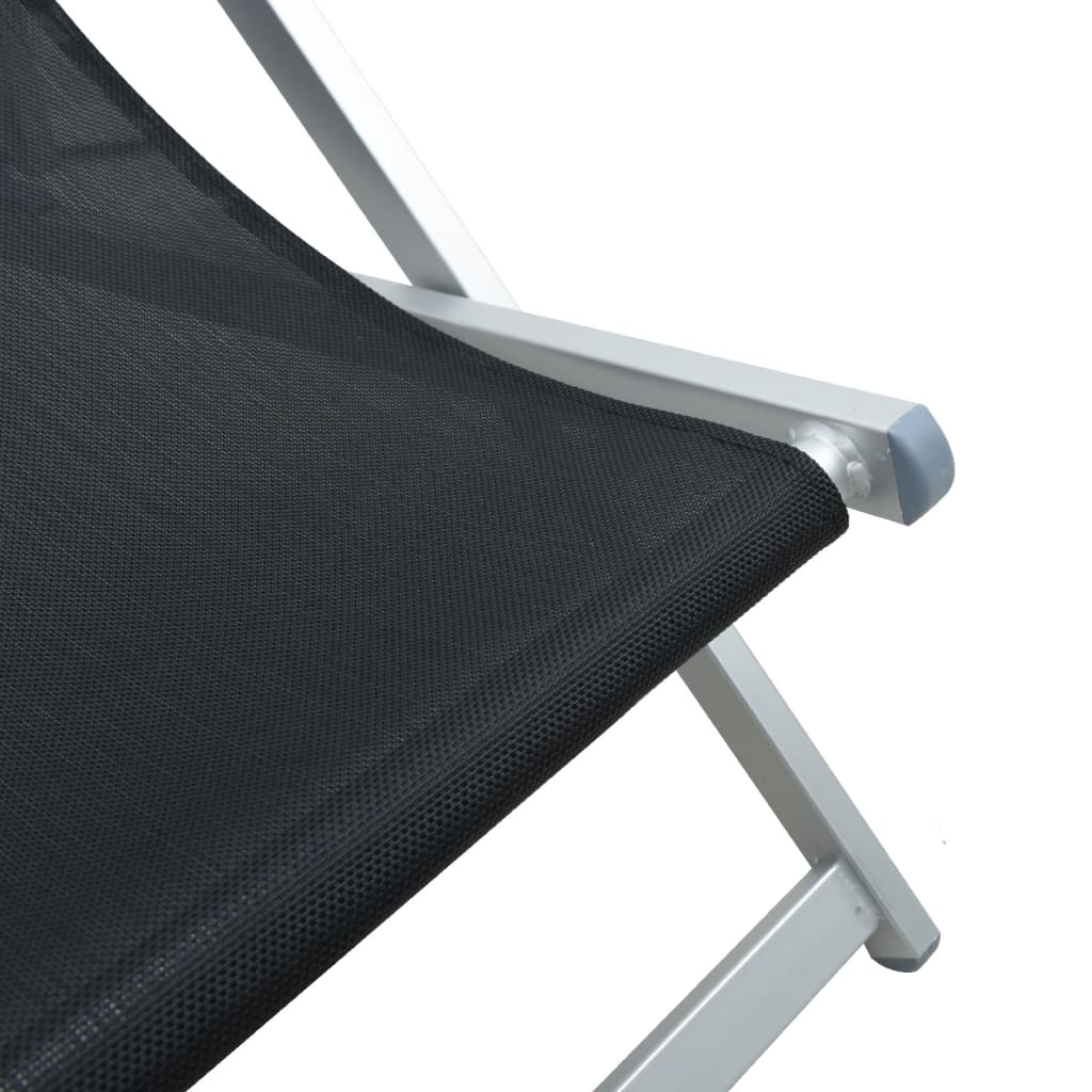 2-Piece Black Aluminum Folding Beach Chairs - Durable Textilene