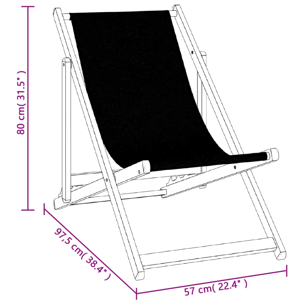 2-Piece Black Aluminum Folding Beach Chairs - Durable Textilene