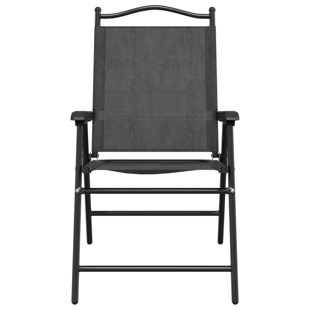 Melange Grey Steel & Textilene Folding Garden Chairs - Set of 2