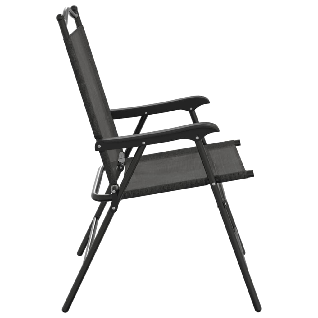 Melange Grey Steel & Textilene Folding Garden Chairs - Set of 2