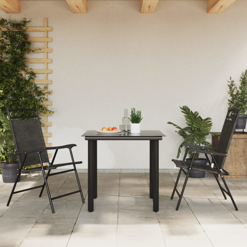 2-Piece Melange Grey Folding Garden Chairs - Steel & Textilene