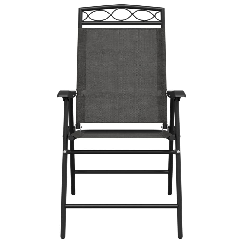 2-Piece Melange Grey Folding Garden Chairs - Steel & Textilene