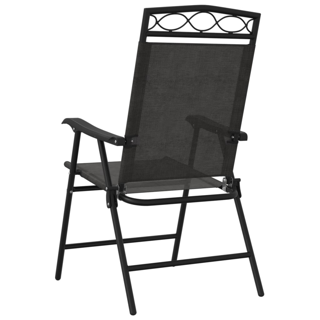 2-Piece Melange Grey Folding Garden Chairs - Steel & Textilene