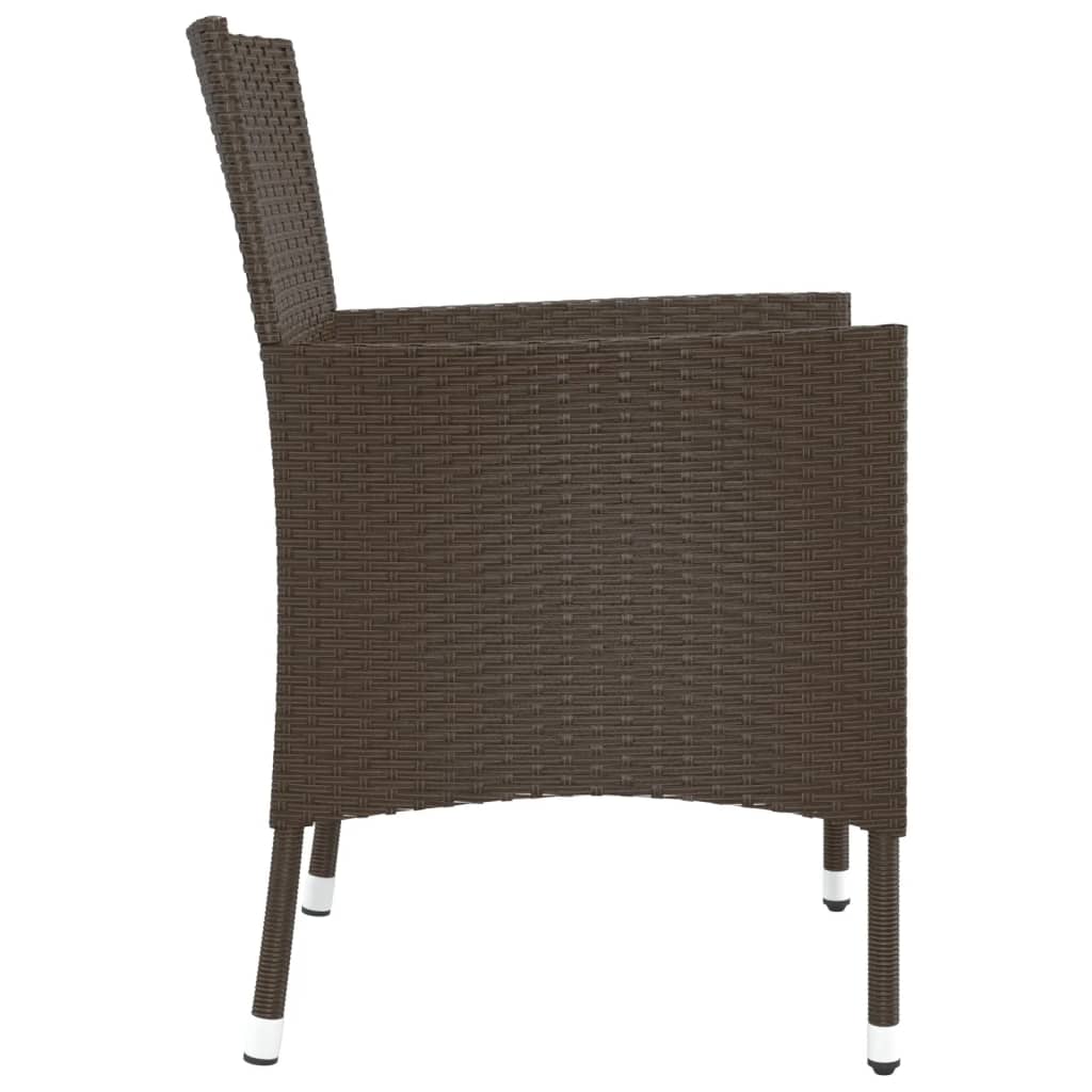 Brown Poly Rattan Garden Chairs with Cushions, Set of 2