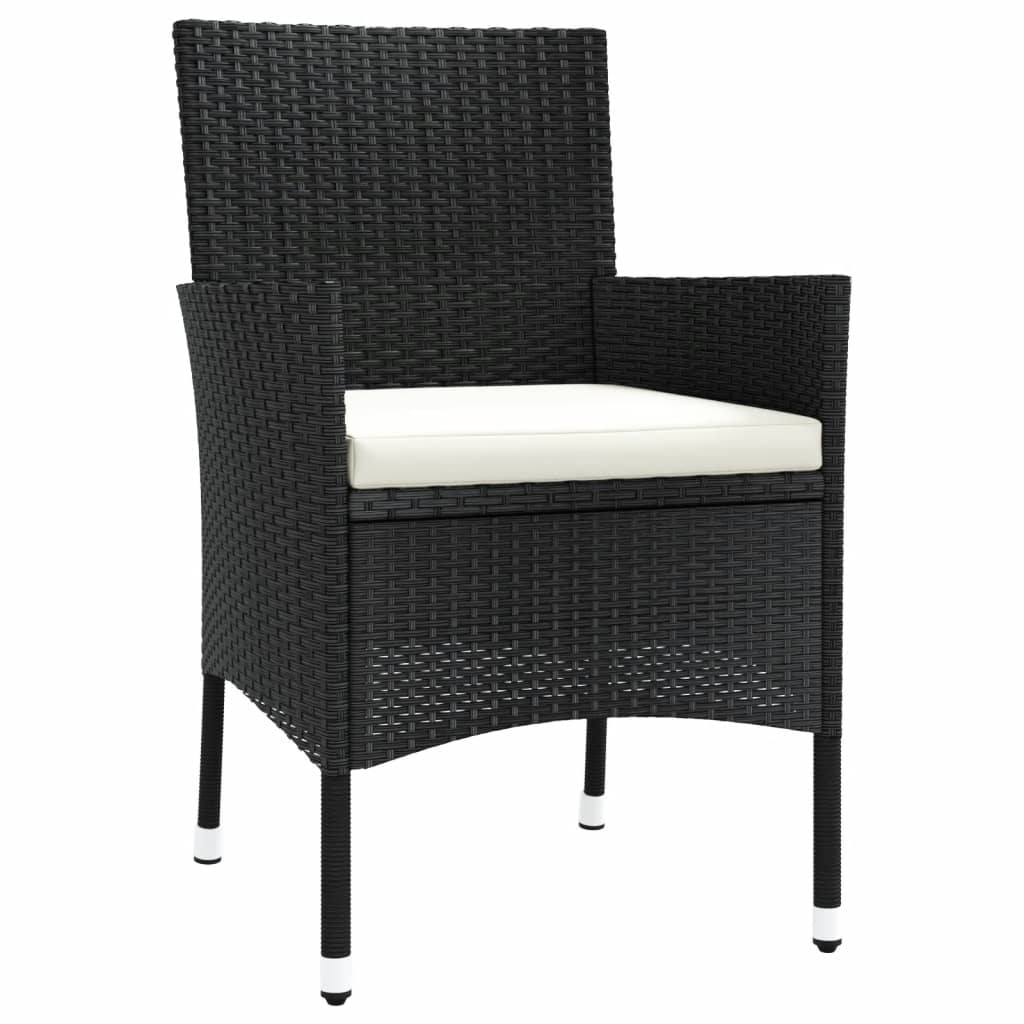 Elegant Black Poly Rattan Garden Chairs with Cushions - 2 Piece Set