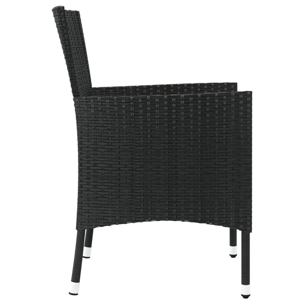 Elegant Black Poly Rattan Garden Chairs with Cushions - 2 Piece Set