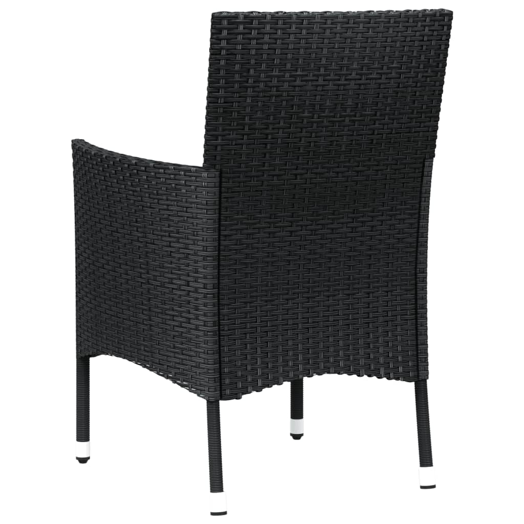 Elegant Black Poly Rattan Garden Chairs with Cushions - 2 Piece Set