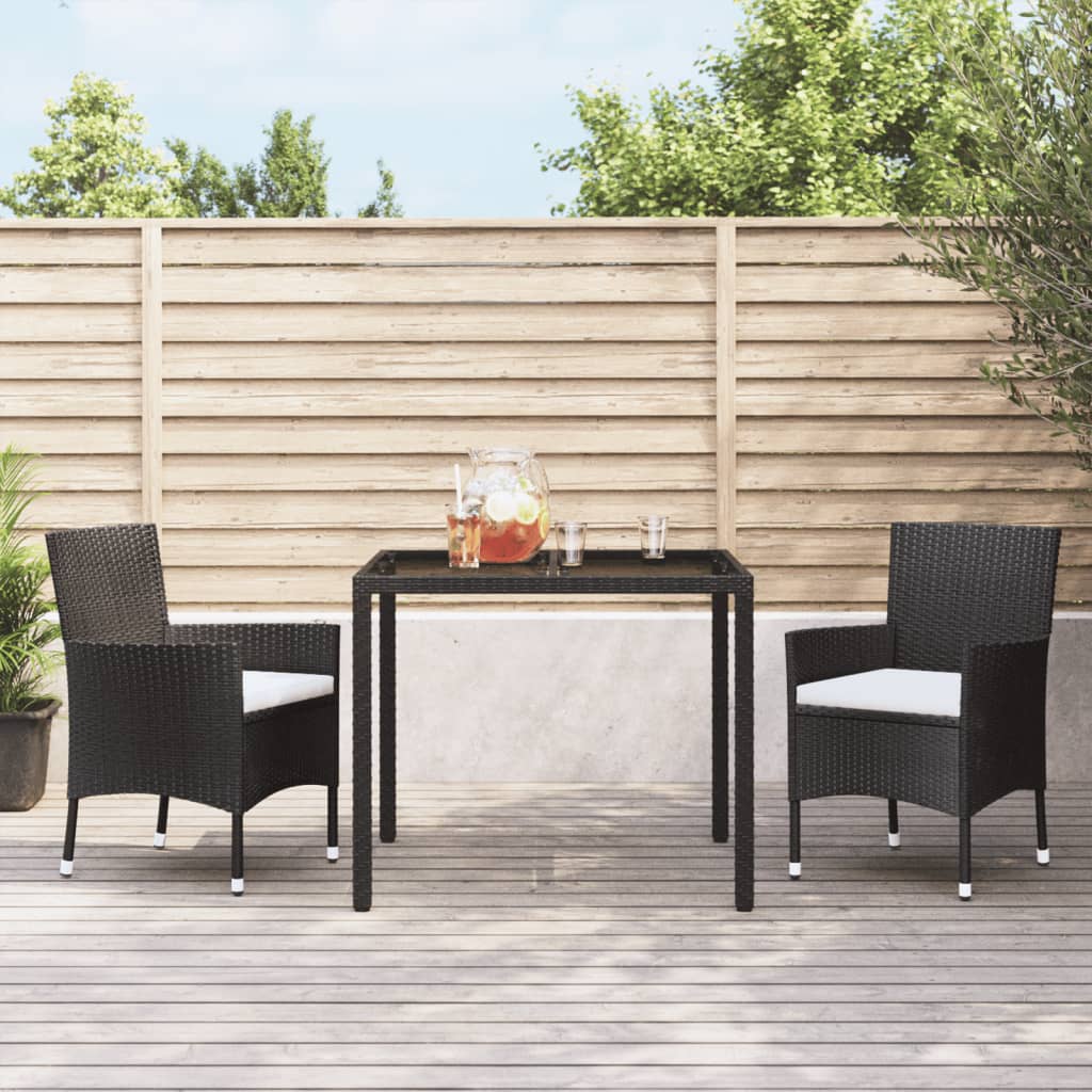 Elegant Black Poly Rattan Garden Chairs with Cushions - 2 Piece Set