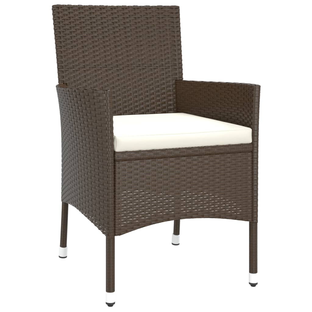 4-Piece Brown Poly Rattan Garden Chairs with Cushions