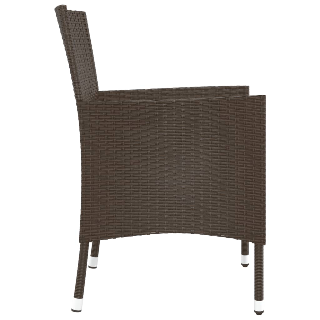 4-Piece Brown Poly Rattan Garden Chairs with Cushions