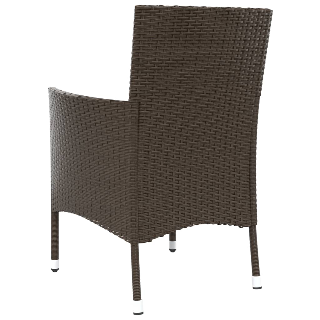 4-Piece Brown Poly Rattan Garden Chairs with Cushions
