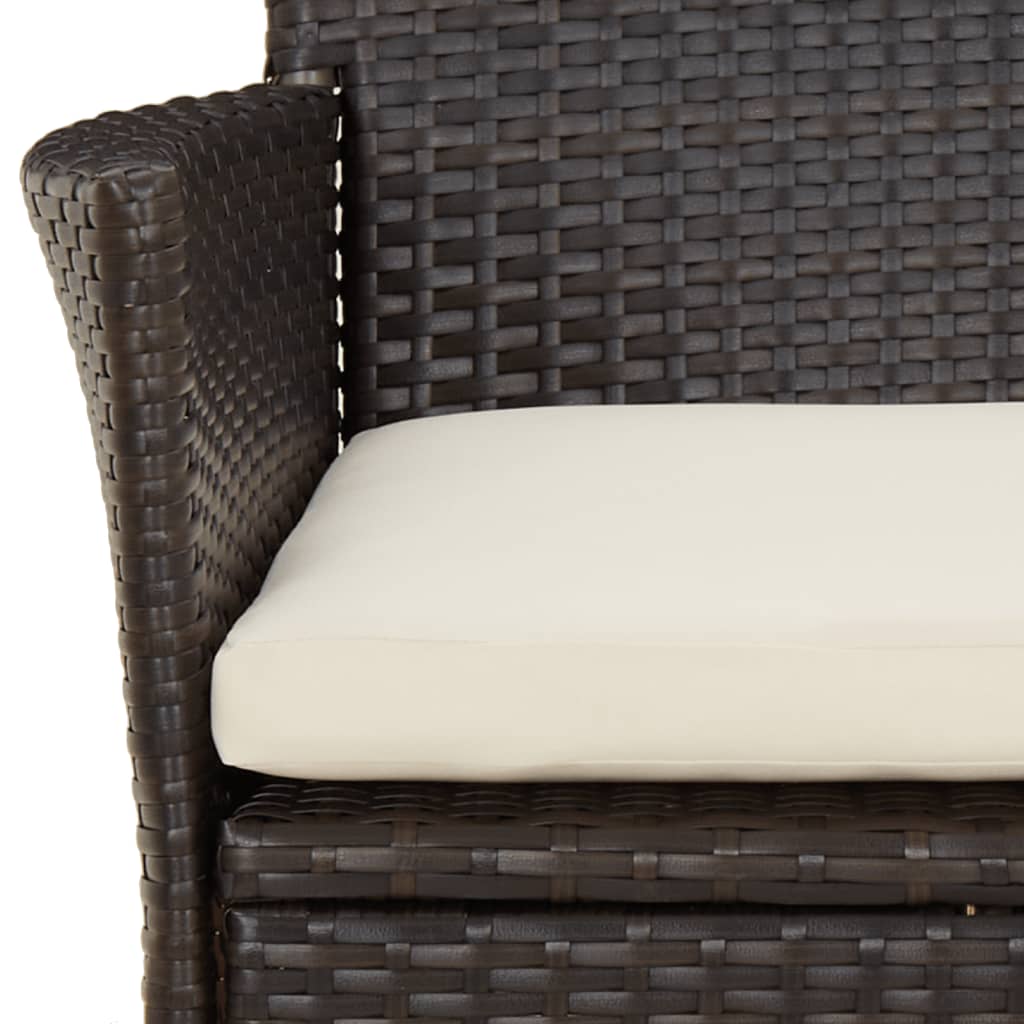 4-Piece Brown Poly Rattan Garden Chairs with Cushions