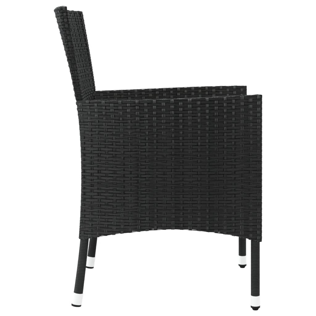 4-Piece Black Poly Rattan Garden Chairs with Cushions