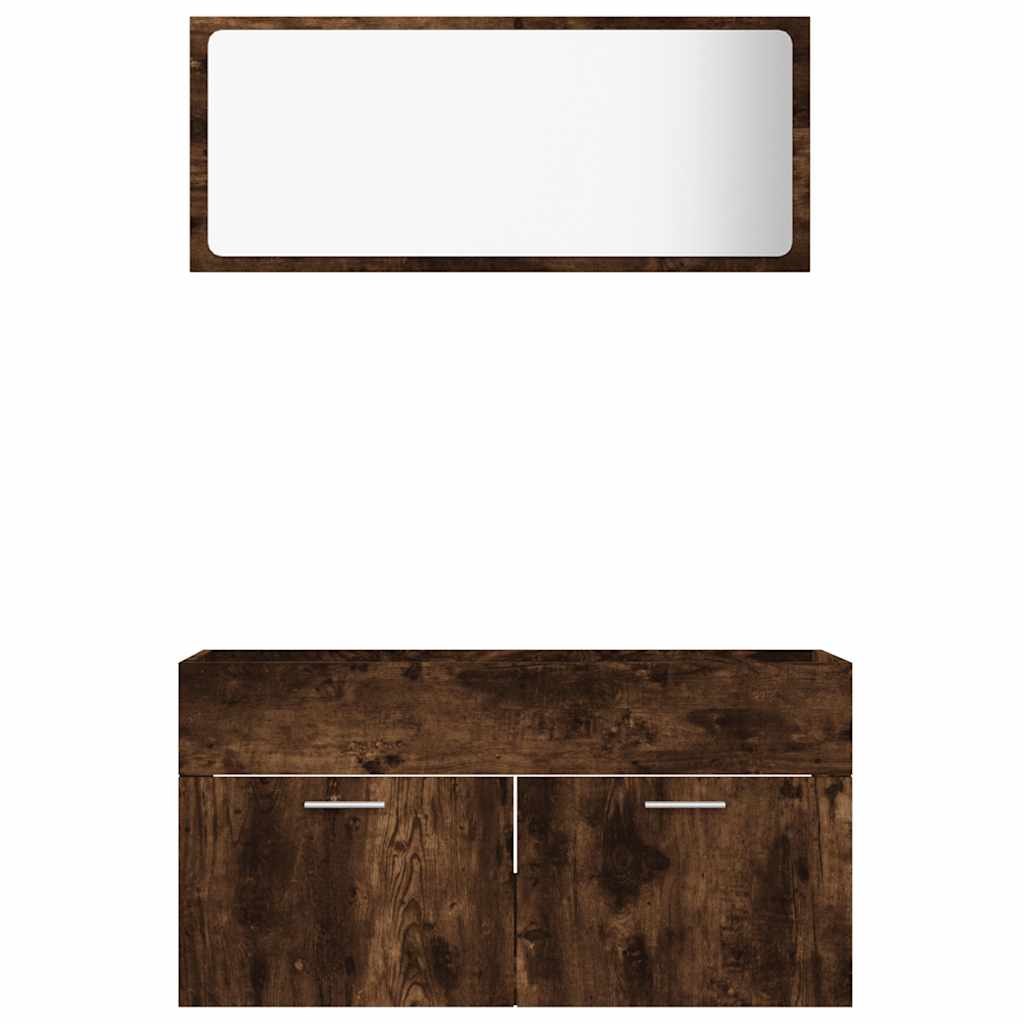 2-Piece Smoked Oak Bathroom Set - Engineered Wood