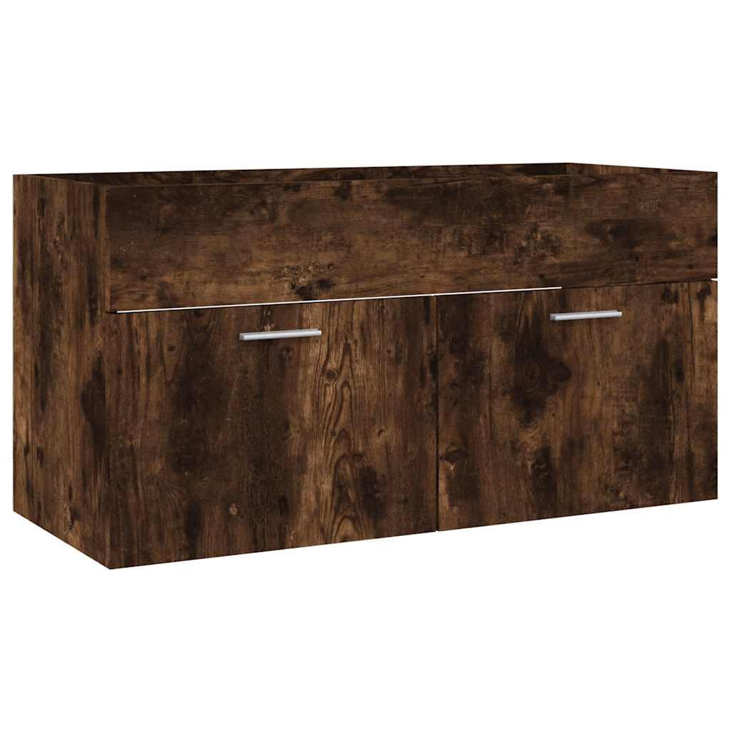 2-Piece Smoked Oak Bathroom Set - Engineered Wood