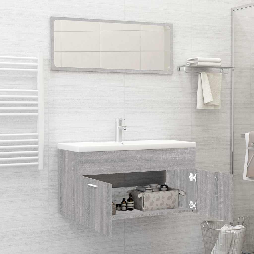 2-Piece Grey Sonoma Engineered Wood Bathroom Set