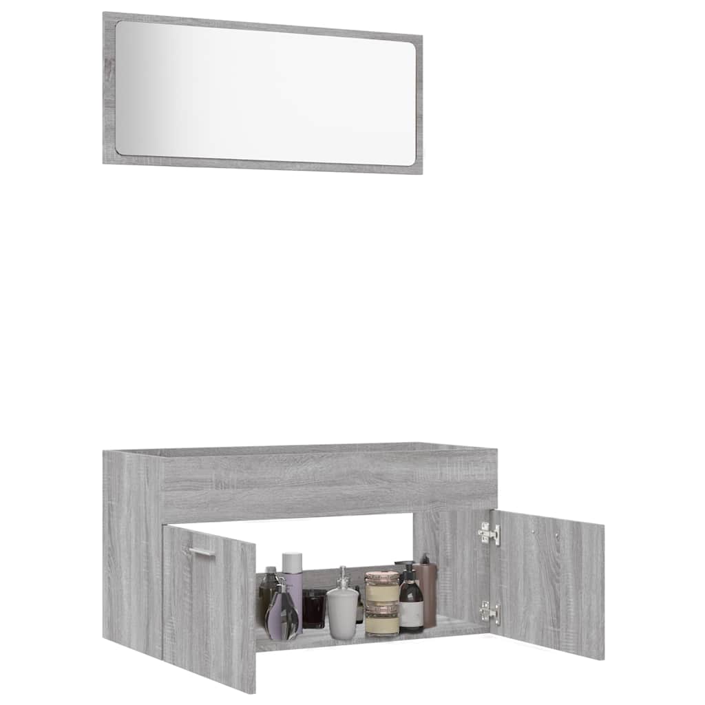 2-Piece Grey Sonoma Engineered Wood Bathroom Set