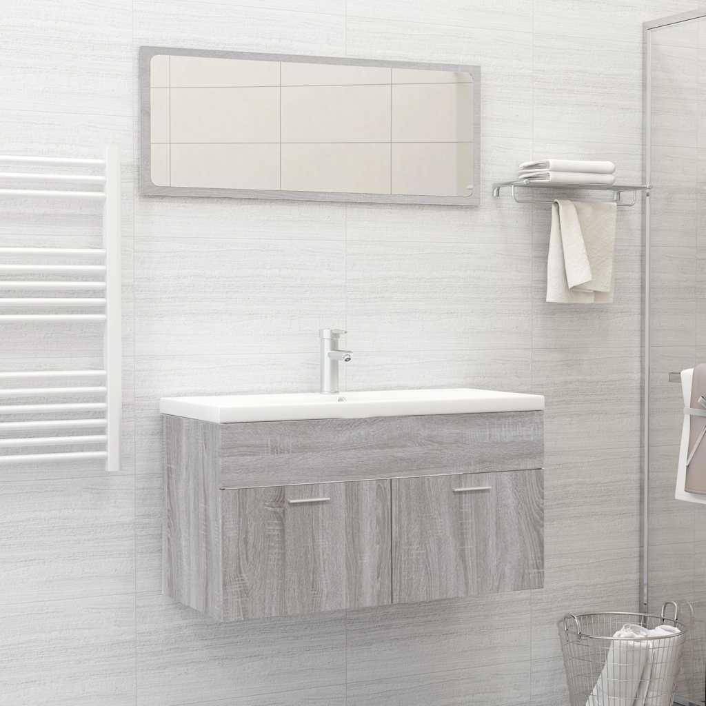 2-Piece Grey Sonoma Engineered Wood Bathroom Set
