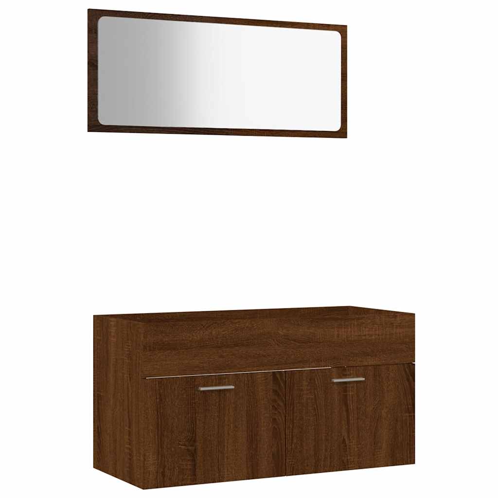 2-Piece Brown Oak Bathroom Set - Engineered Wood