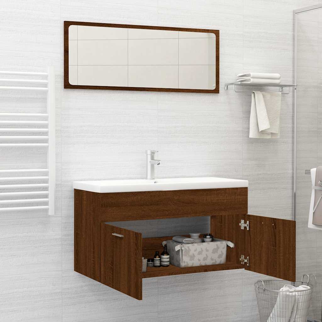 2-Piece Brown Oak Bathroom Set - Engineered Wood