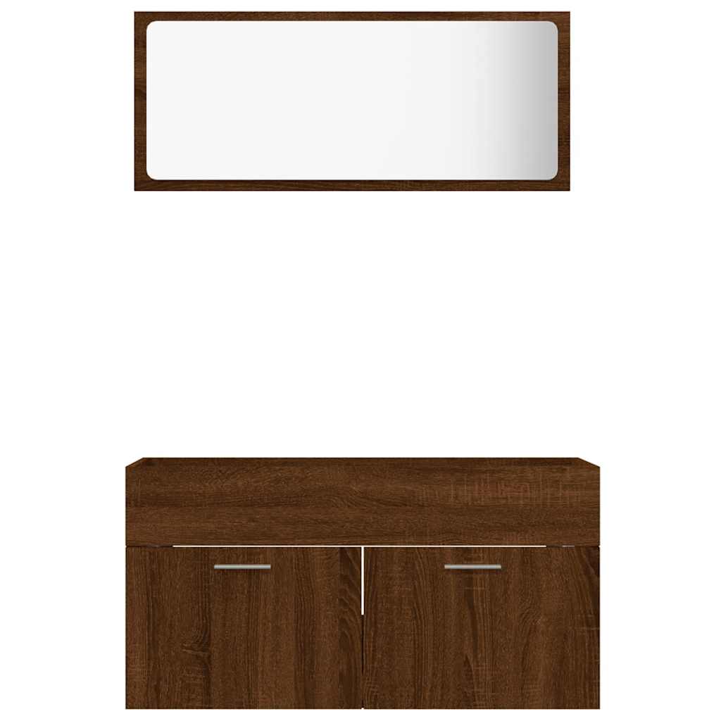 2-Piece Brown Oak Bathroom Set - Engineered Wood