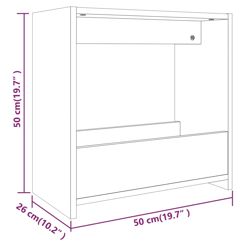 Smoked Oak Side Table - Engineered Wood, 50x26x50 cm