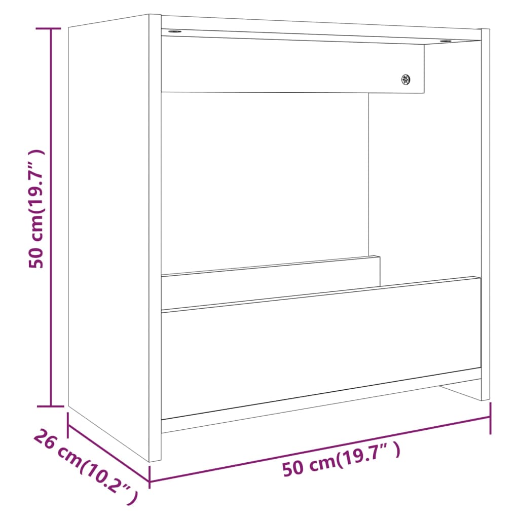 Sonoma Grey Side Table - Engineered Wood 50x26x50 cm