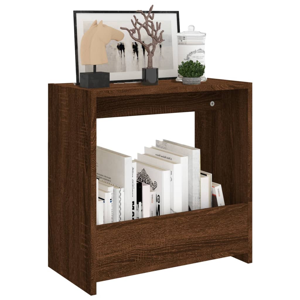 Brown Oak Engineered Wood Side Table - 50x26x50 cm