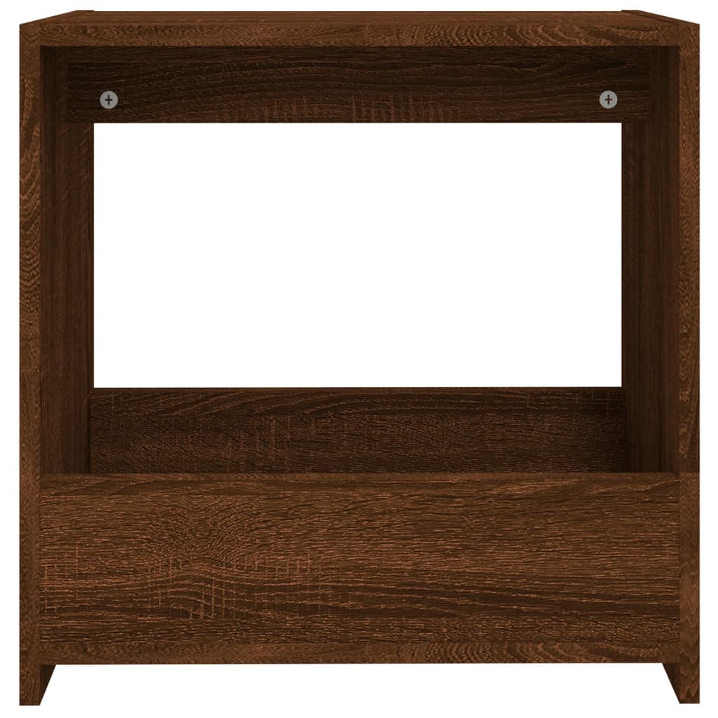 Brown Oak Engineered Wood Side Table - 50x26x50 cm